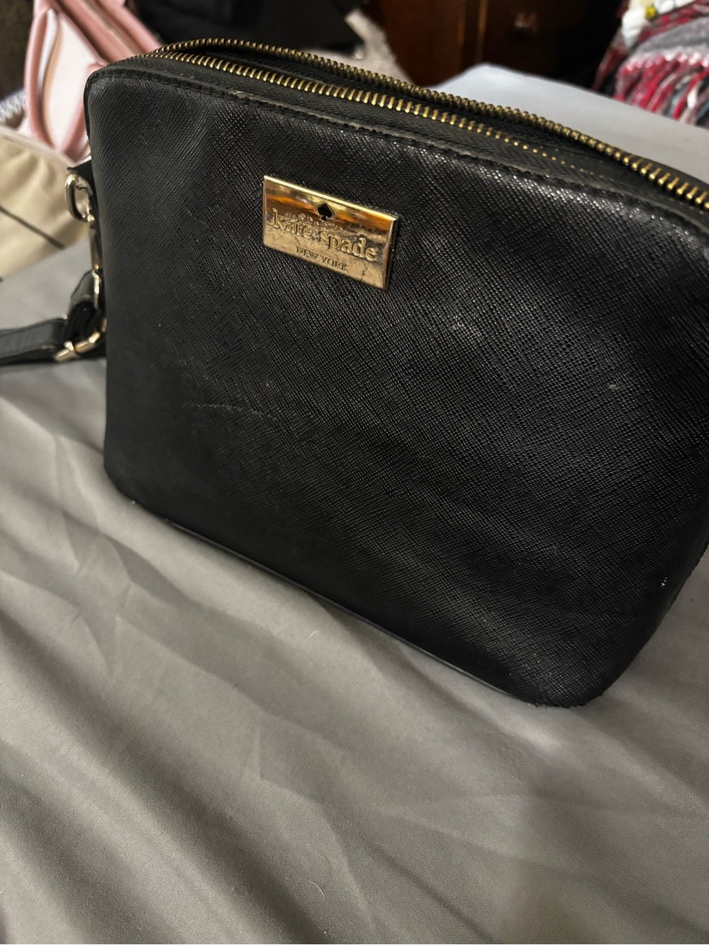 kate spade Black Saffiano Crossbody with Gold Plate